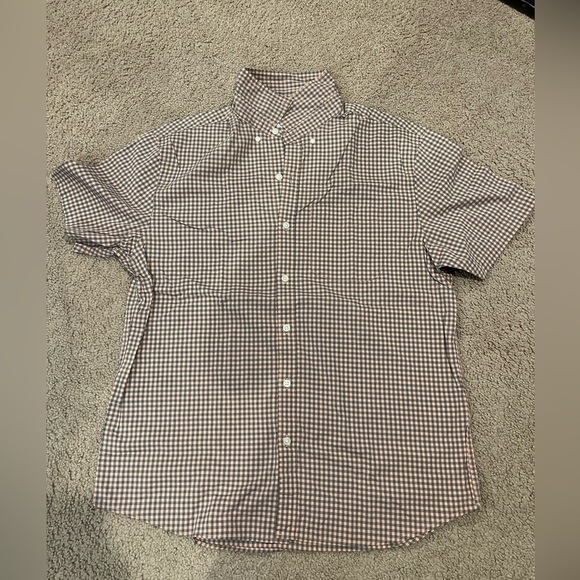 Mens's OLD NAVY gingham button-up checkered short sleeve polo - Picture 3 of 10